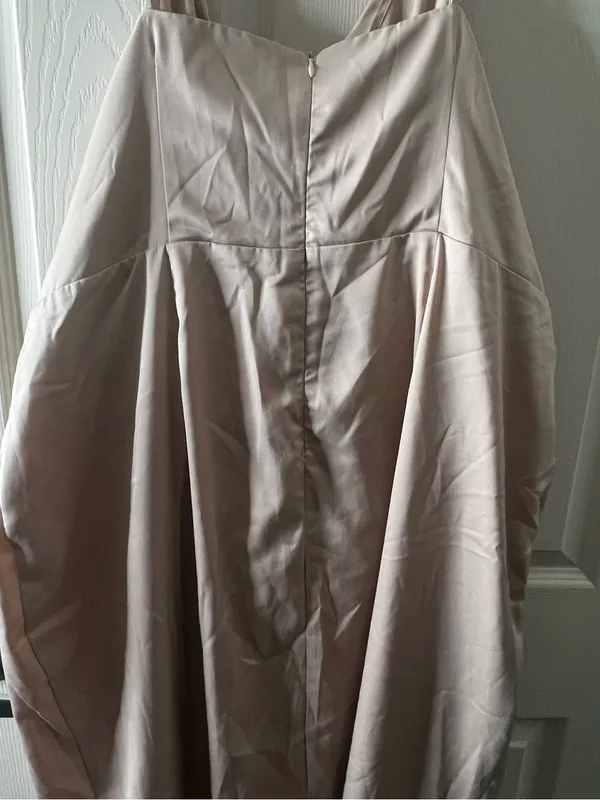 Showpo Wrap Tie Tulip Hem Dress Champagne Size 16 - Image 6