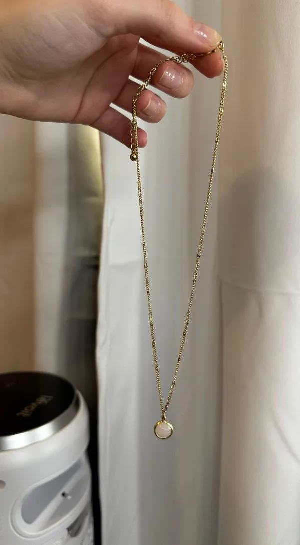 Gold Plated Pink Rose Quartz Stone Necklace - Image 3