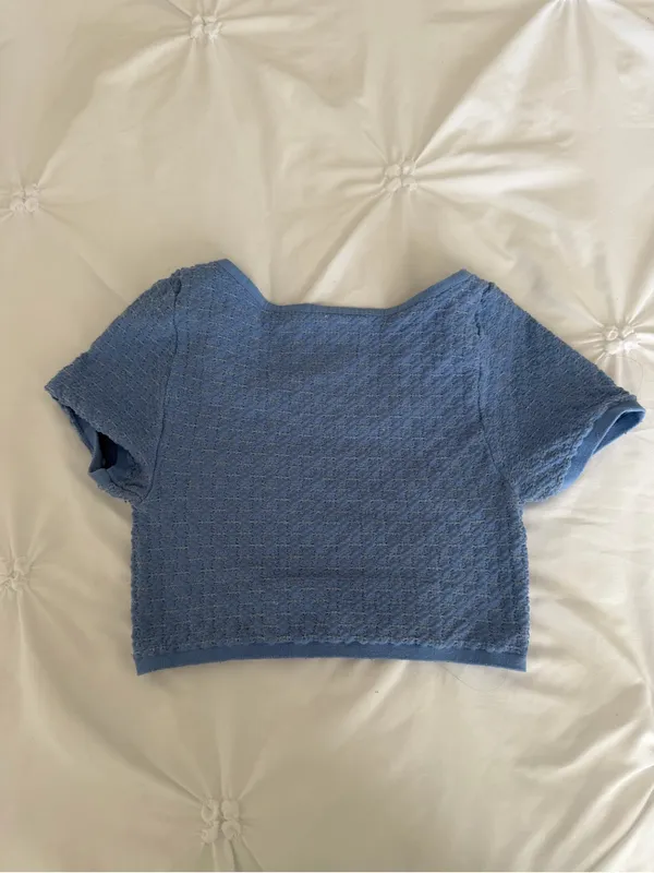 Intimately by Free People Textured Light Blue Scoop Neck Crop Top - Women - Image 2