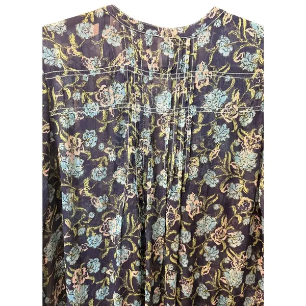 Free People NWT $168 See It Through OVERSIZED S Floral Maxi Dress Blue Twilight - Image 5