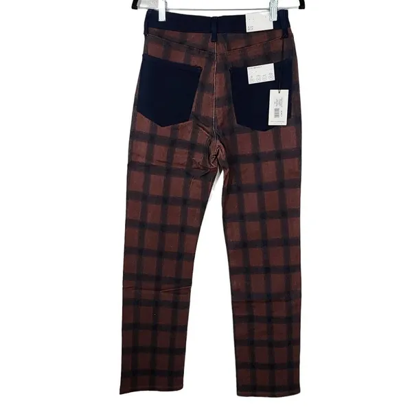 WeWoreWhat Women's Navy and Brown Plaid Jeans Size 27 NWT Icon Jeans Plaid - Image 3