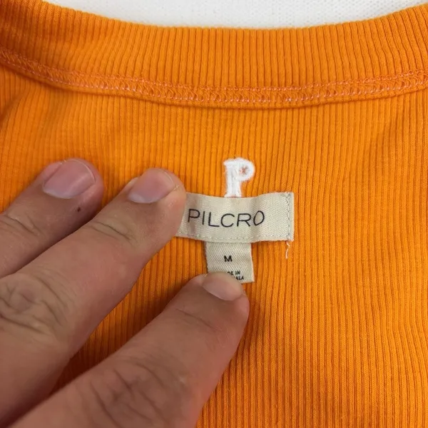 Anthropologie Pilcro Tank Top Womens Medium Orange Scoop Neck Ribbed Knit Basic - Image 3