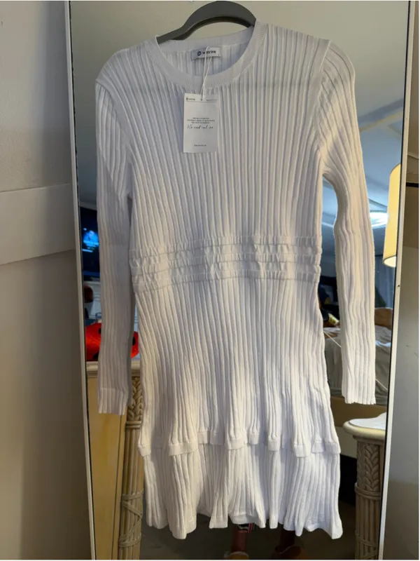 NEW Long Sleeve Sweater Dress Ribbed Knit Crewneck A Line L - Image 4