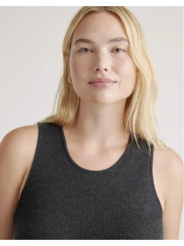 Quince Featherweight Cashmere Ribbed Tank Black Size Large - Image 3