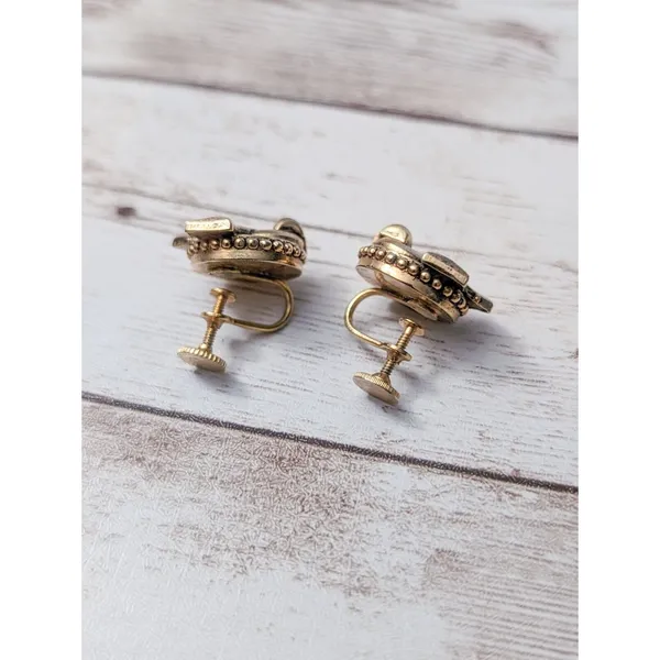 Vintage Screw On Earrings - Dainty Just Over 5/8" Gold Tone - Image 3