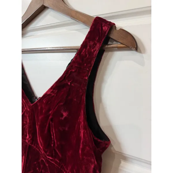 Vintage 90s TRIPP NYC Burgundy Velvet Mini Dress Medium Whimsigoth Goth - Image 5