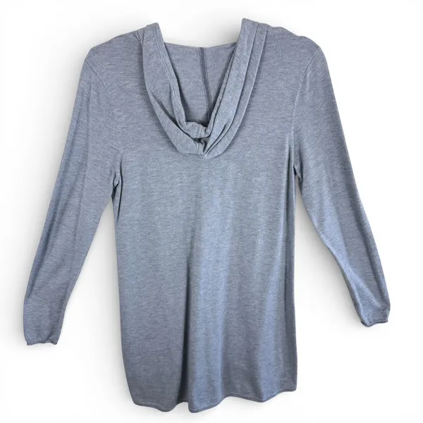 White House Black Market Womens Heather Grey V-Neck Knit Pullover Hoodie Size M - Image 2