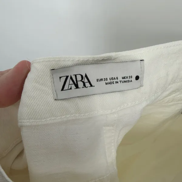 Zara The Trute Wide Leg Jeans Womens Size 6 US 38 EUR Off White High Rise Cotton - Image 3