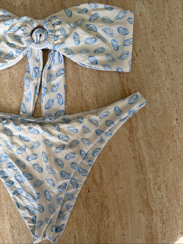 Toasted Coconut Oyster Print Strapless Top & Bottom - Image 2