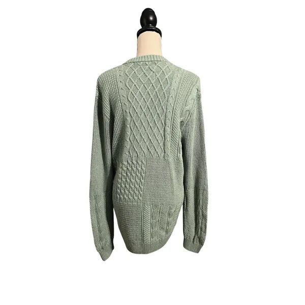 Hollister NEW Women's Green Cable Knit Crewneck Sweater Sz XL Fisherman Classic - Image 3