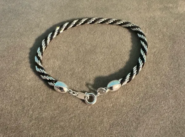 Trifari Black Silver Tone Rope Chain Bracelet - Image 5