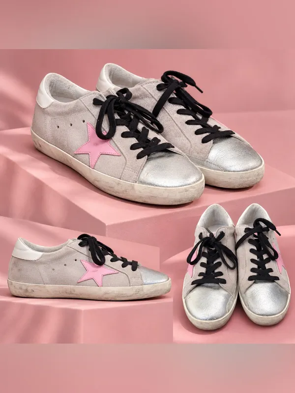 Golden Goose Superstar Silver Pink Star Sneakers Size 6.5 $575 - Image 2