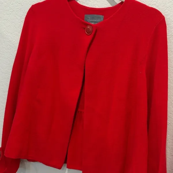 By Anthropologie Red Bolero‎ One Button Peplum Open Front Blazer Jacket Size S - Image 6