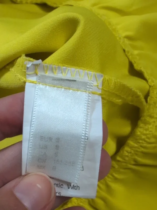 Yellow Petal Sleeve Ruffle Hem Dress Size Small | Ruffle Hem Short Sleeve Dress - Image 3