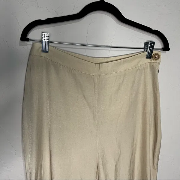 We The Free Cream High‎ Rise Flowy Side Zipper Button Beach Pants - Image 3