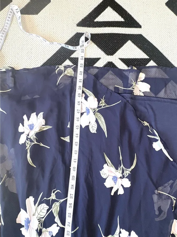 Lulus All Mine Navy Blue Floral Print High-Low Wrap Maxi Dress Large - Image 11