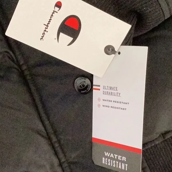 Champion Crop Quilted Snorkel Puffer Jacket with Hood, Black, Size Small, NWT - Image 10