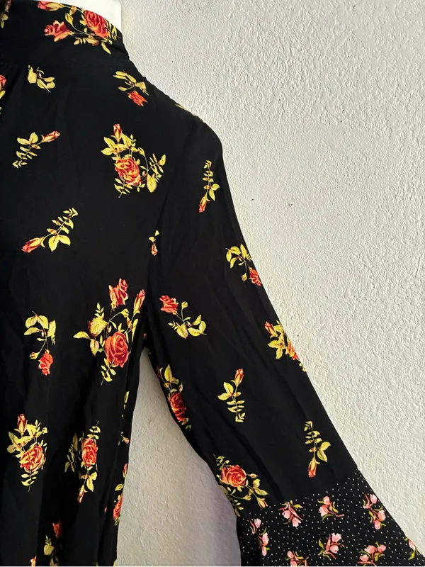 🆕Free People Tate Floral-Print Tunic Dress Black Combo XL🆕 - Image 7
