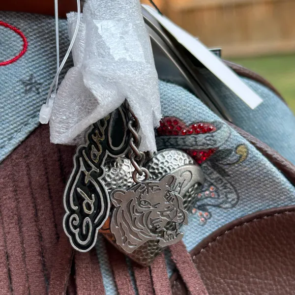 NWT Ed Hardy Denim Kisslock Frame Handbag - Image 7