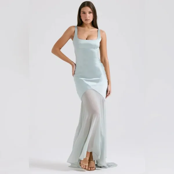 House of CB Vittoria Pistachio Chiffon Floor Length Gown - Image 11