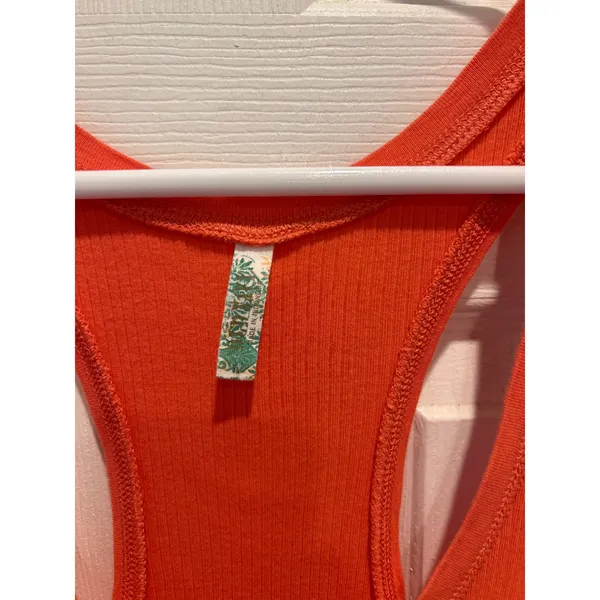 VTG Old Navy Womens Pink‎ Orange Ribbed Henley Racerback Tank Top Size Large - Image 3