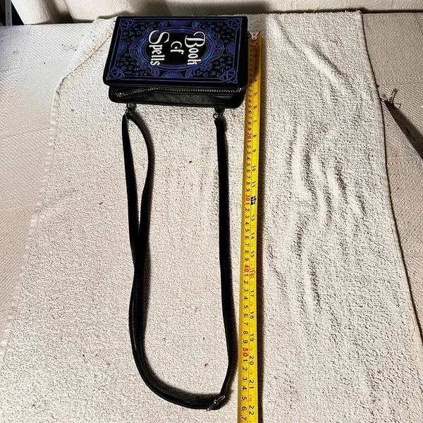 Spirit Halloween Book of Spells Adjustable Crossbody Bag Purple & Black Zip Top - Image 14