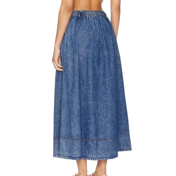 Free People Maddox Denim Jean Maxi Skirt Size Small - Image 3