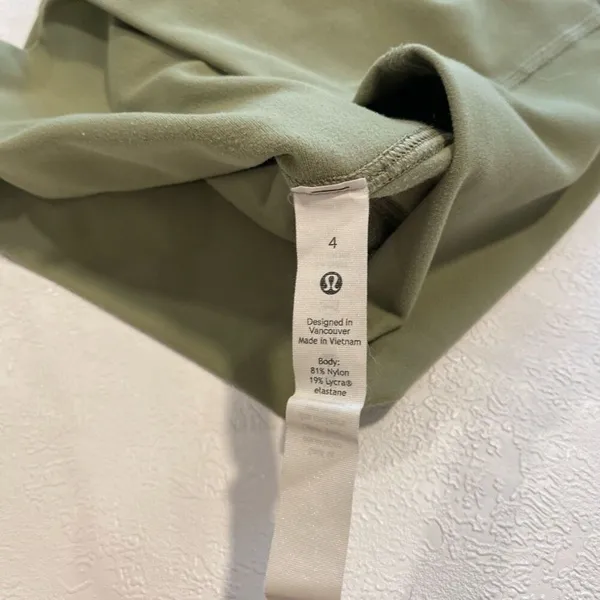 Lululemon High Rise Biker Shorts Women Size 4 Olive Green Stretch Athletic - Image 3