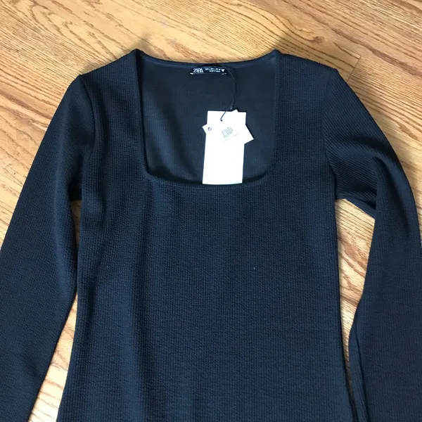 Zara Black Scoop Neck Long Sleeve Dress NWT - Image 3