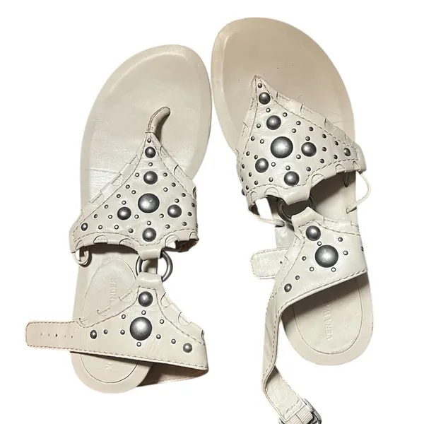 Vera Wang Women's White Studded Leather Thong Sandals Casual Summer - Image 6