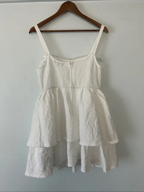 Trixxi White Tiered Eyelet Dress with Ribbon Straps - Image 3