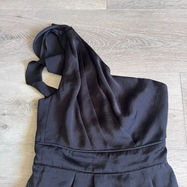 BCBGeneration Womens Black One Shoulder Ruffle Cocktail Mini Dress Sz 2 XSmall - Image 3
