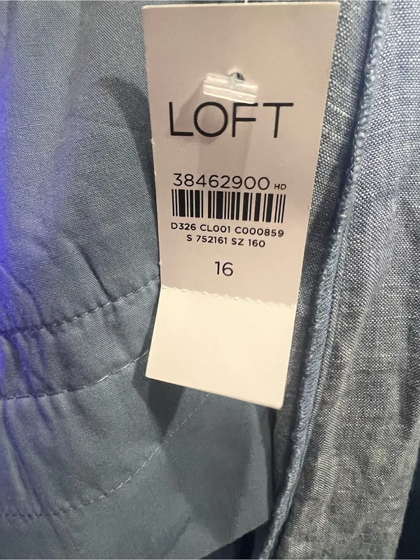 LOFT High-Waisted Blue Linen-Blend Pleated 16 - Image 7