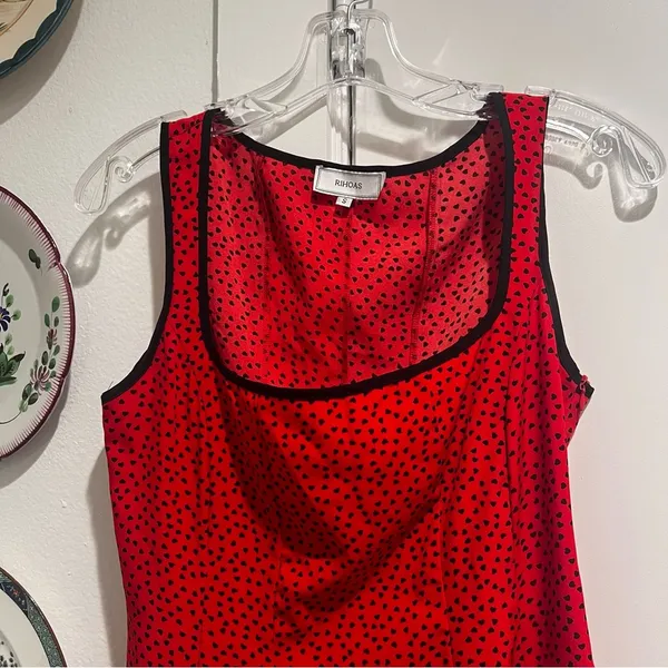 Rihoas Red Hearts Square Neck Mini Dress - Image 2