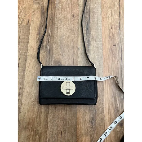 Kate Spade Black Crossbody Bag –‎ 100% Leather, Striped Lining - Image 6