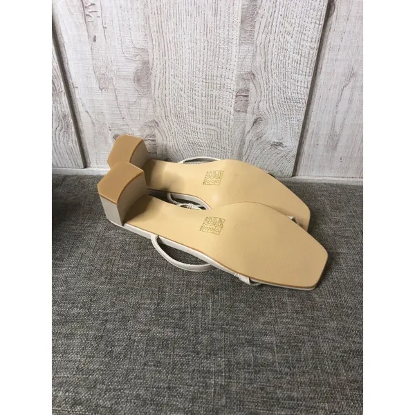 Katlui Womens Sandals 9.5 Beige Apricot Slip On Heels Open Toe Summer Strappy - Image 6