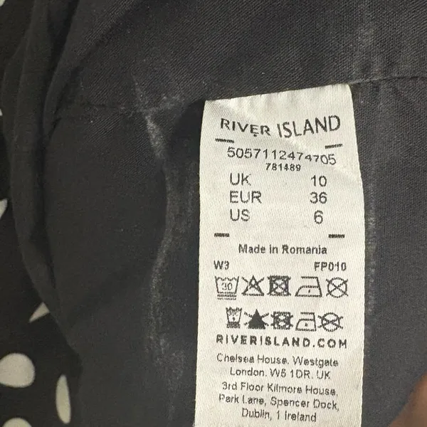 River Island Black And White‎ Polka Dot Belted Dress Size 6 - Image 9