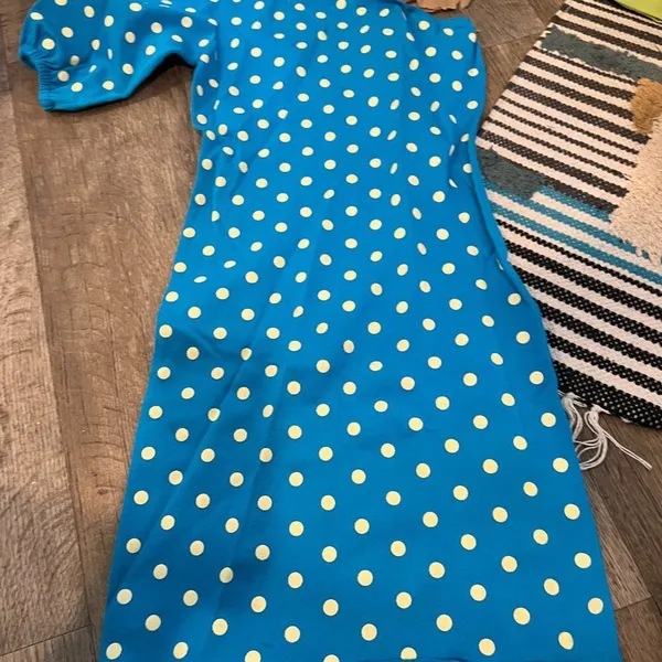 ZARA // turquoise polka‎ dot 1 puff shoulder knit size L - Image 11