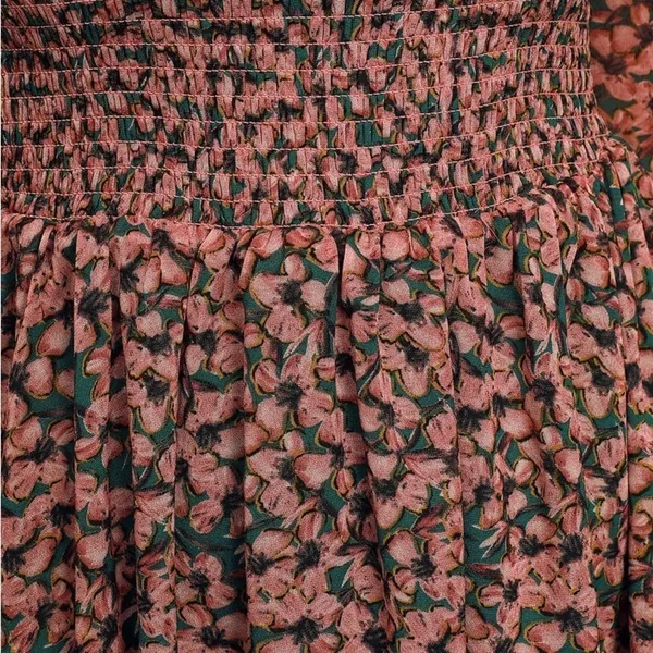 Lulus Floral Forever Print‎ Smocked Skater Dress in Green and Pink Size M - Image 4