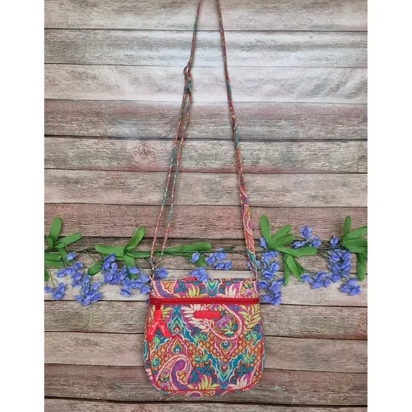 Vera Bradley Crossbody Purse Paisley in Paradise Cotton Quilted Hipster Summer - Image 6