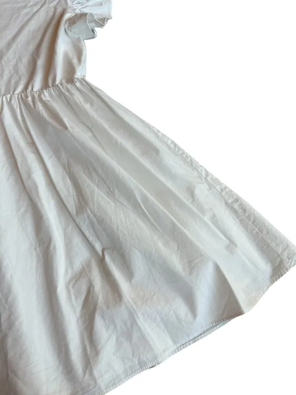 En Saison White A-Line Dress Flowy Sleeves Cotton Blend Stretch Size Medium - Image 12