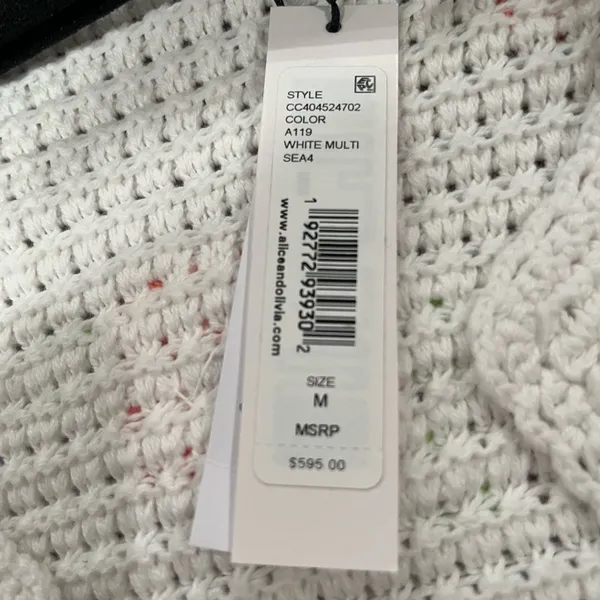 NWT Alice + Olivia ANDERSON CARDIGAN White Multi Roses M - Image 10