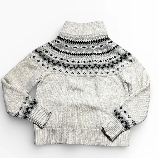 LL Bean Fair Isle PET 100% LambsWool Zip Up Sweater Jacket Nordic‎ Size Small - Image 2