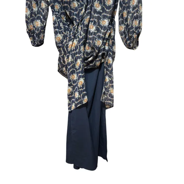 Club Monaco Tansa Dress in Deep Sapphire Blue Floral Metallic‎ Pattern Sz 2 - Image 14
