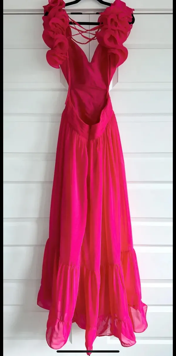 Hot Pink Maxi Formal Prom Dress - Image 3