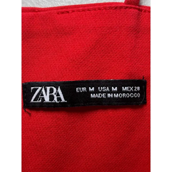 Zara Red Orange Spaghetti Strap‎ Cut Out Cocktail Mini Dress Medium Cotton Blend - Image 5