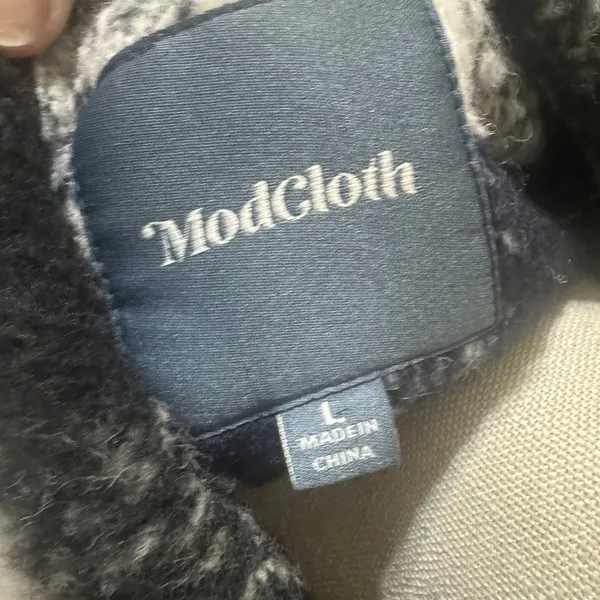 Modcloth Coat Black White Checked Ladylike Lately Wool-Blend Dress Sz L - Image 8