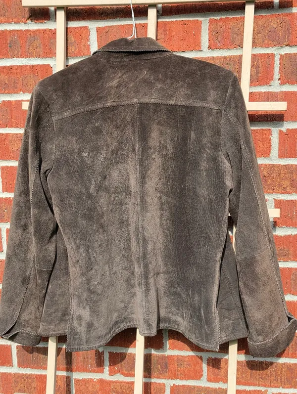 Vintage Margaret Godfrey Leather Suede Jacket Brown 10 - Image 12