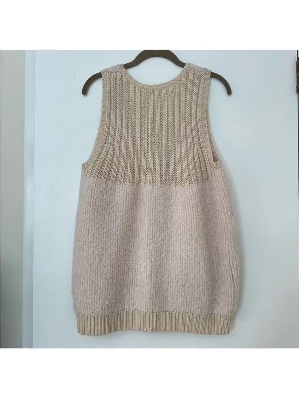 Gap Alpaca Wool Zip Front Knit Sweater Vest Sleeveless Womens Medium Ivory - Image 6