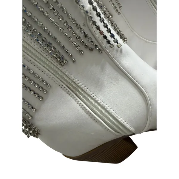 Berness Cow Girl Boots Size 5.5 Pointed Toe Block Heel Rhinestone‎ Fringe - Image 8